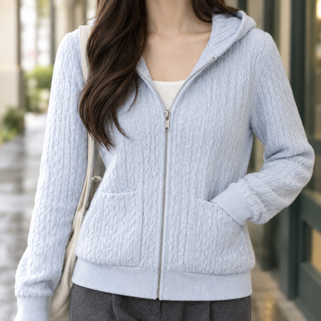 Geraldine-Lane Cable Knit Jacket - Lead Product Detail