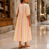 Evangeline Striped Midi Dress - Lead Alternate View