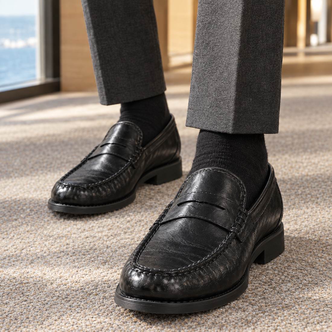Vasari Leather Loafers - Lead Product Detail