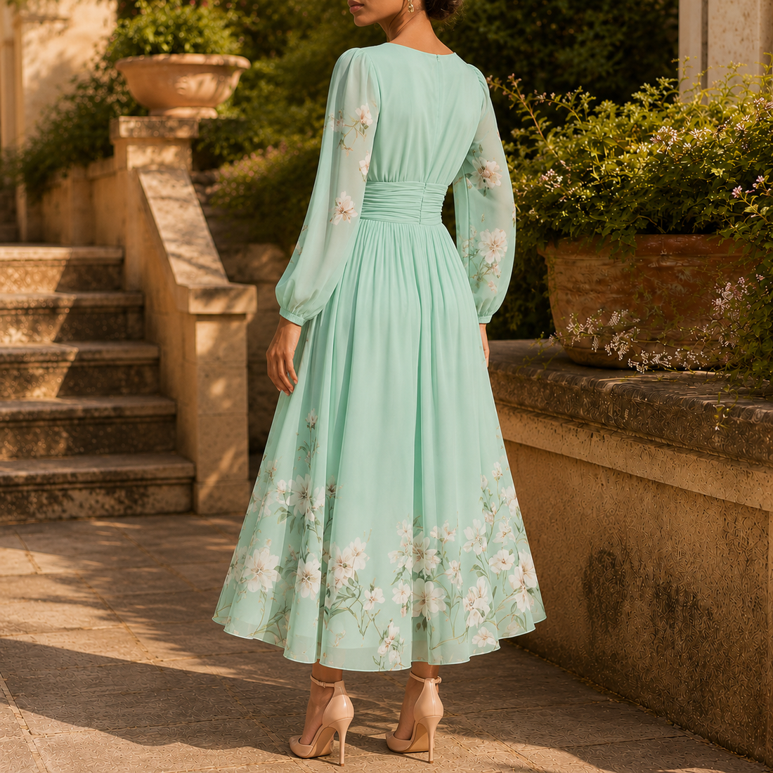 Soraya Pleated Midi Dress - Lead Alternate View