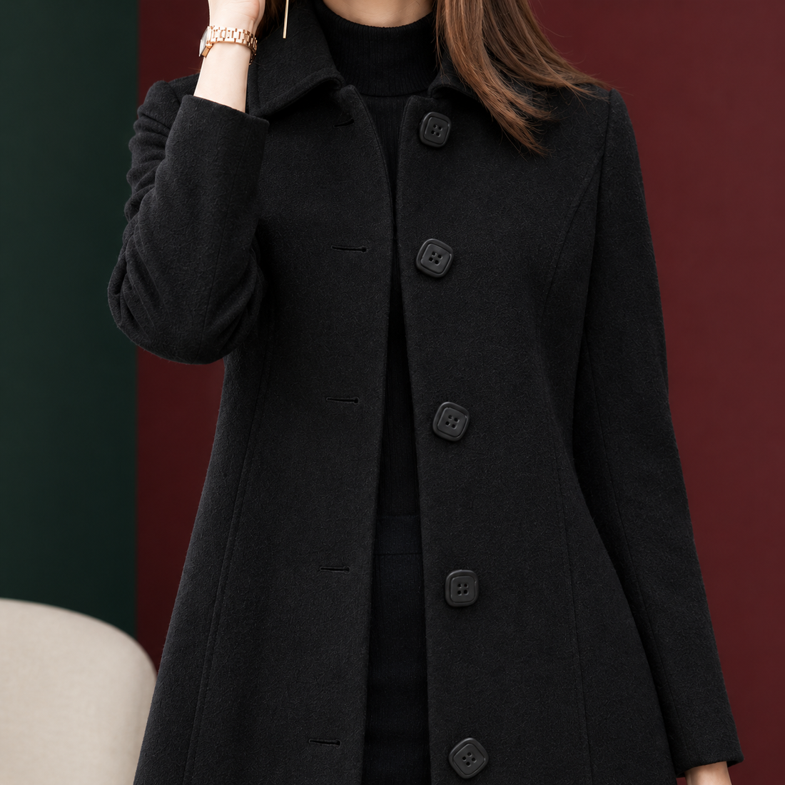 Ludovica-Jade A-Line Coat - Lead Product Detail