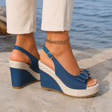 Taormina Denim Wedge Sandals - Lead Alternate View