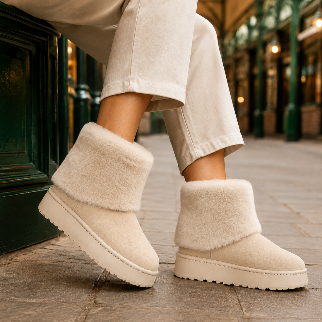 Taranto Platform Boots - Cream