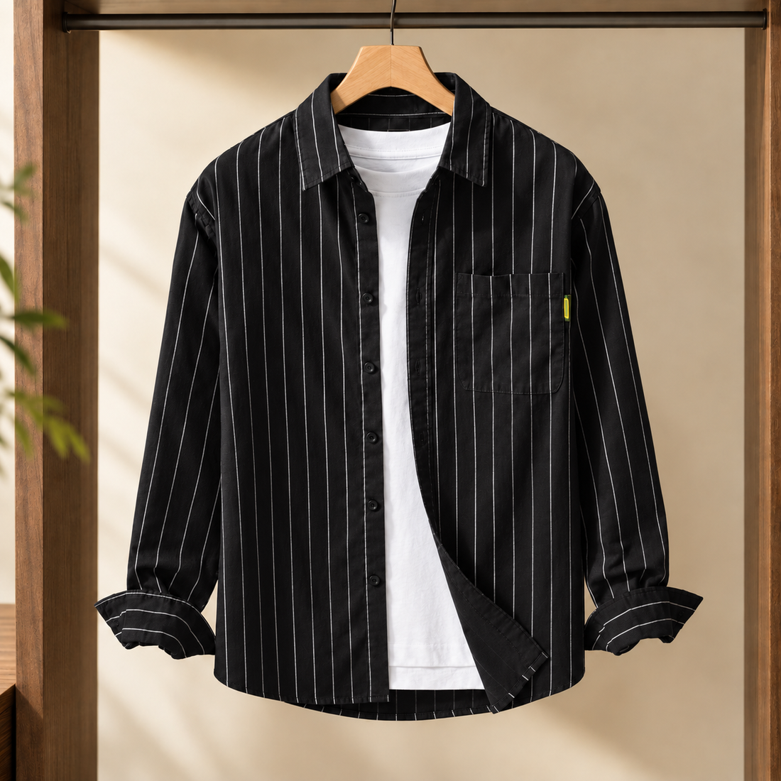 Keaton Striped Shirt - Black