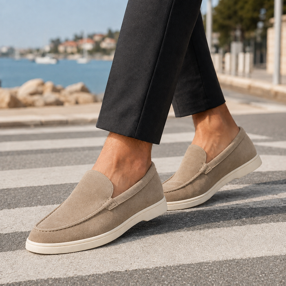 Vinci Suede Loafers - Beige