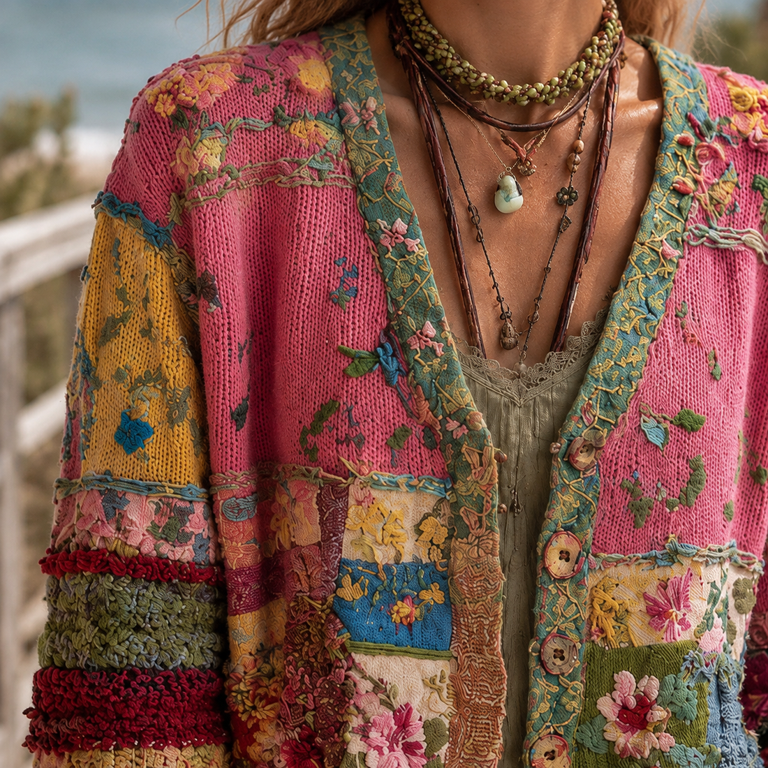 Isabella Patchwork Sweater - Lead Product Detail