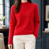 Adriana-Elise Mock Neck Sweater - Cherry Red