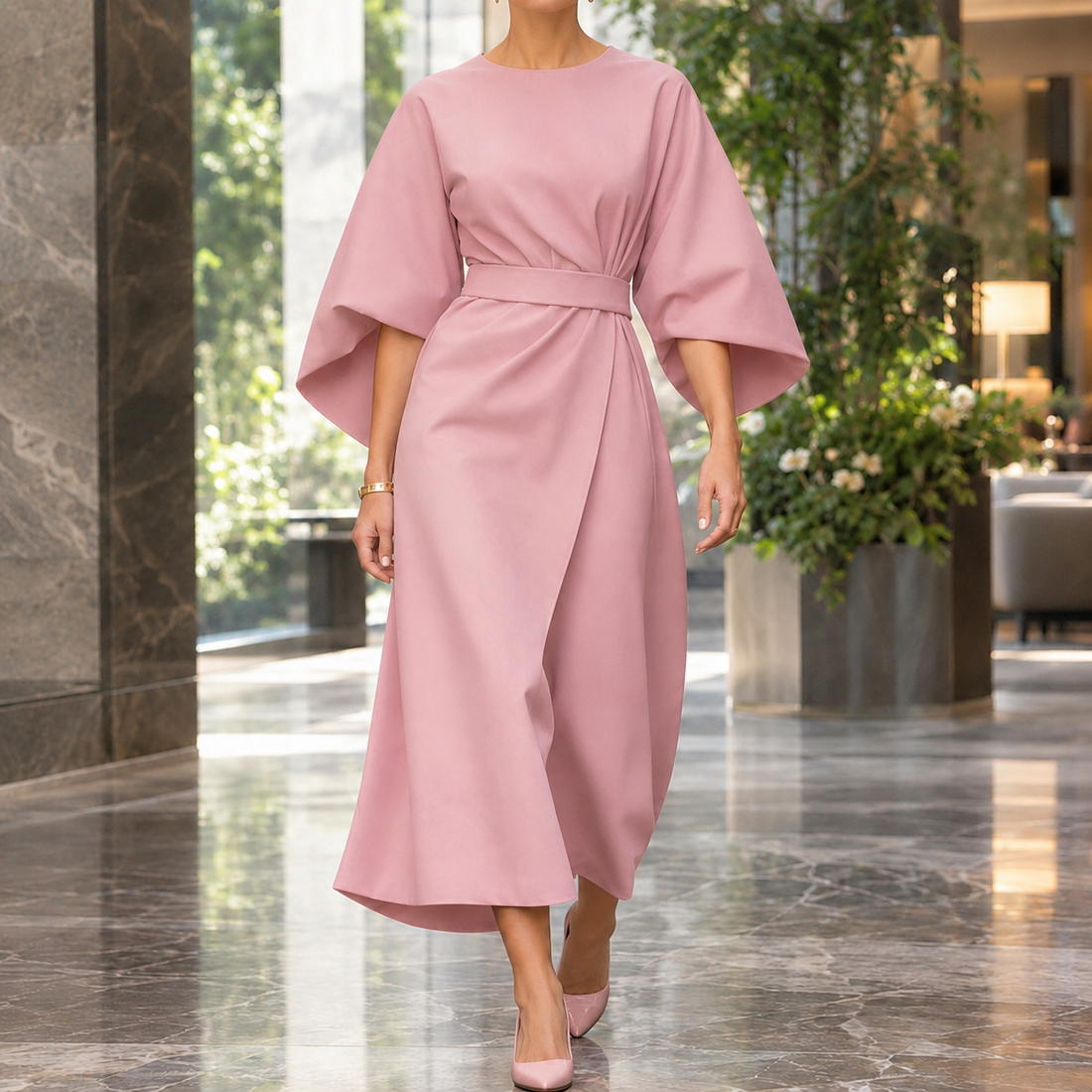 Kelsey-Rae Batwing Wrap Dress - Pink