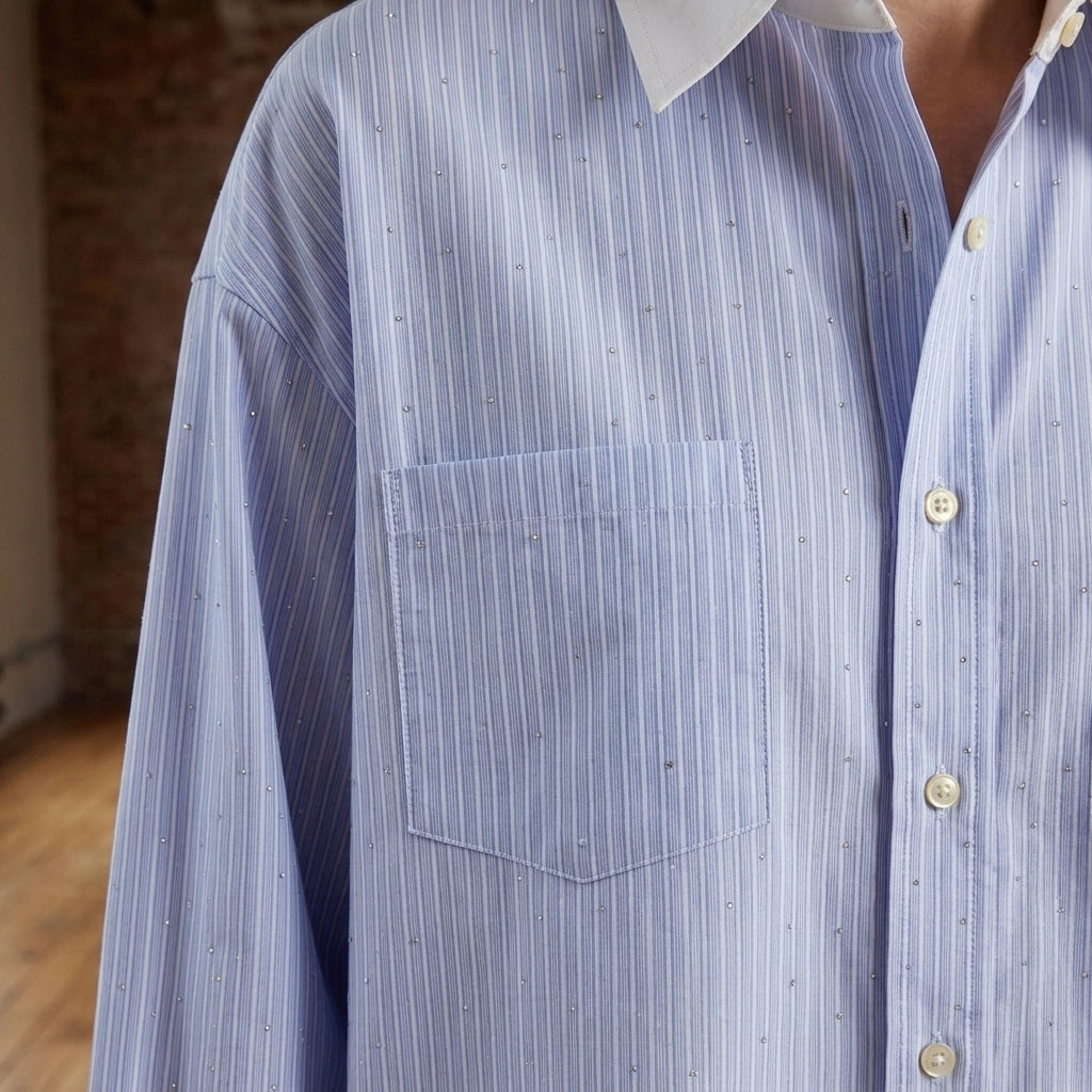 Alessia Embellished Stripe Shirt - Lead Product Detail