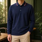 Hubert Tipped Polo - Navy