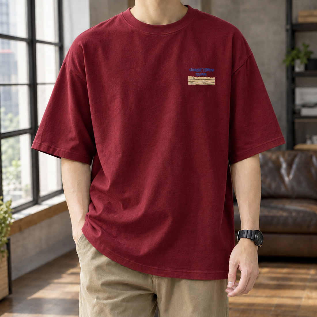 Simeon Oversized T-Shirt - Wine Red