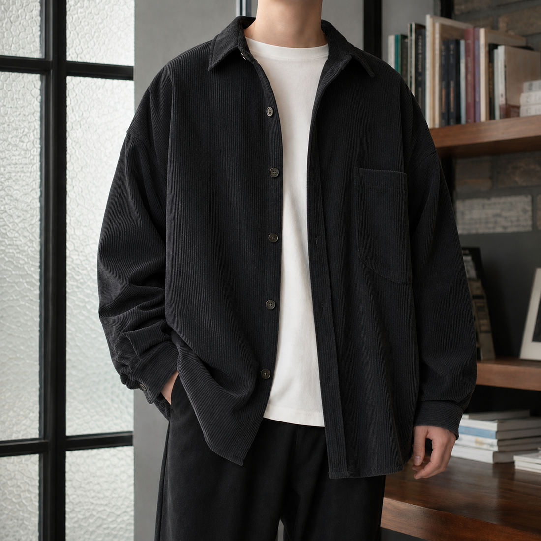 Vincent-Tate Relaxed Overshirt - Black