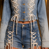 Bernadette Lace-Up Denim Set - Lead Product Detail
