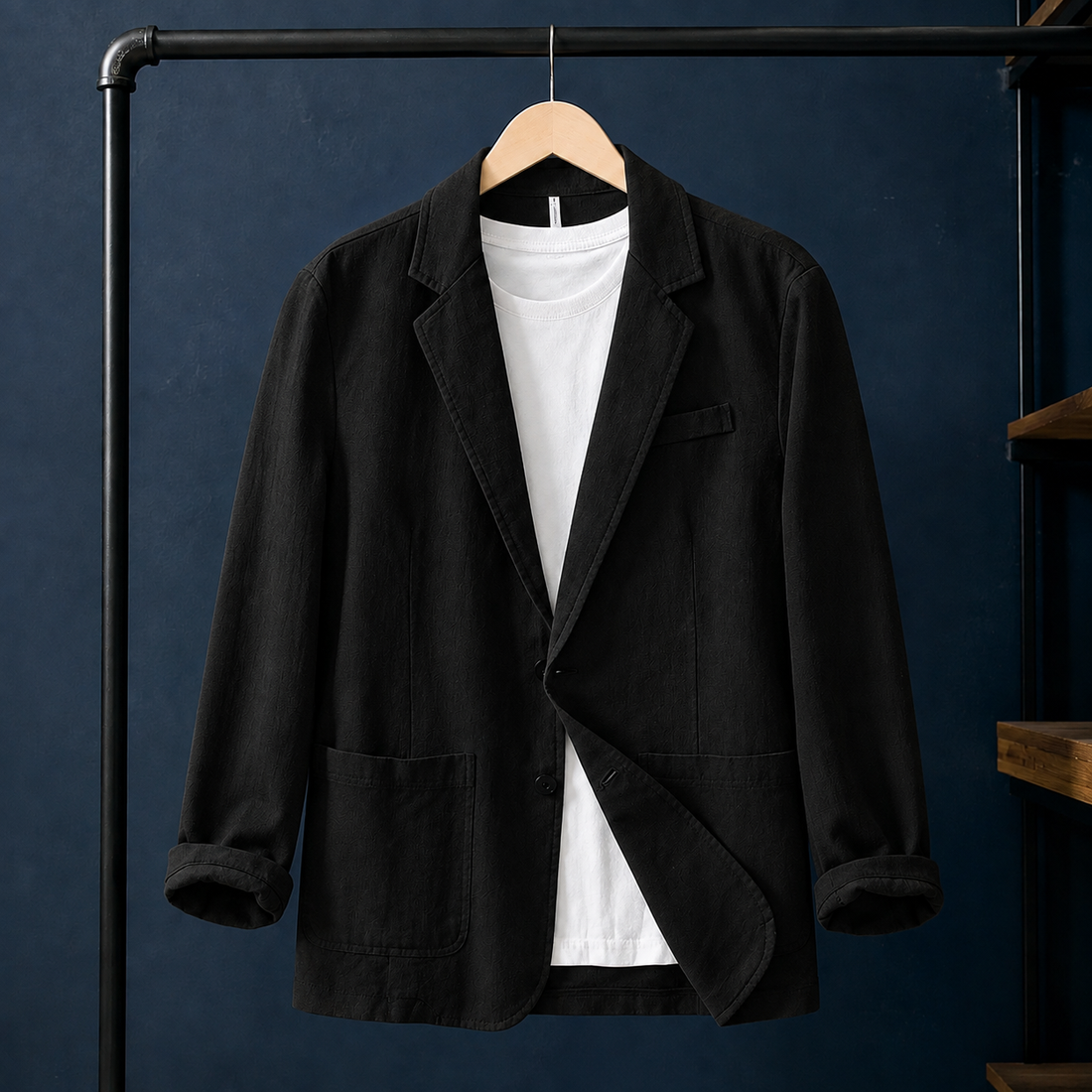 Vincent Linen Jacket - Black
