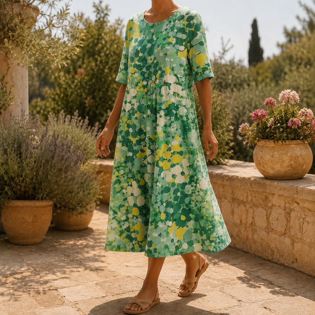 Esme-Rose A-Line Dress - Sage Green