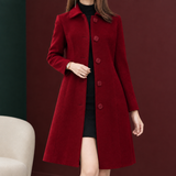 Ludovica-Jade A-Line Coat - Wine Red Inside