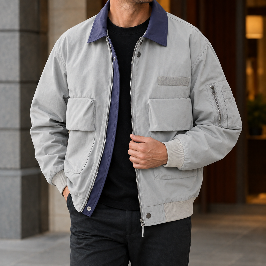 Harlan-York Aviator Jacket - Silver Gray