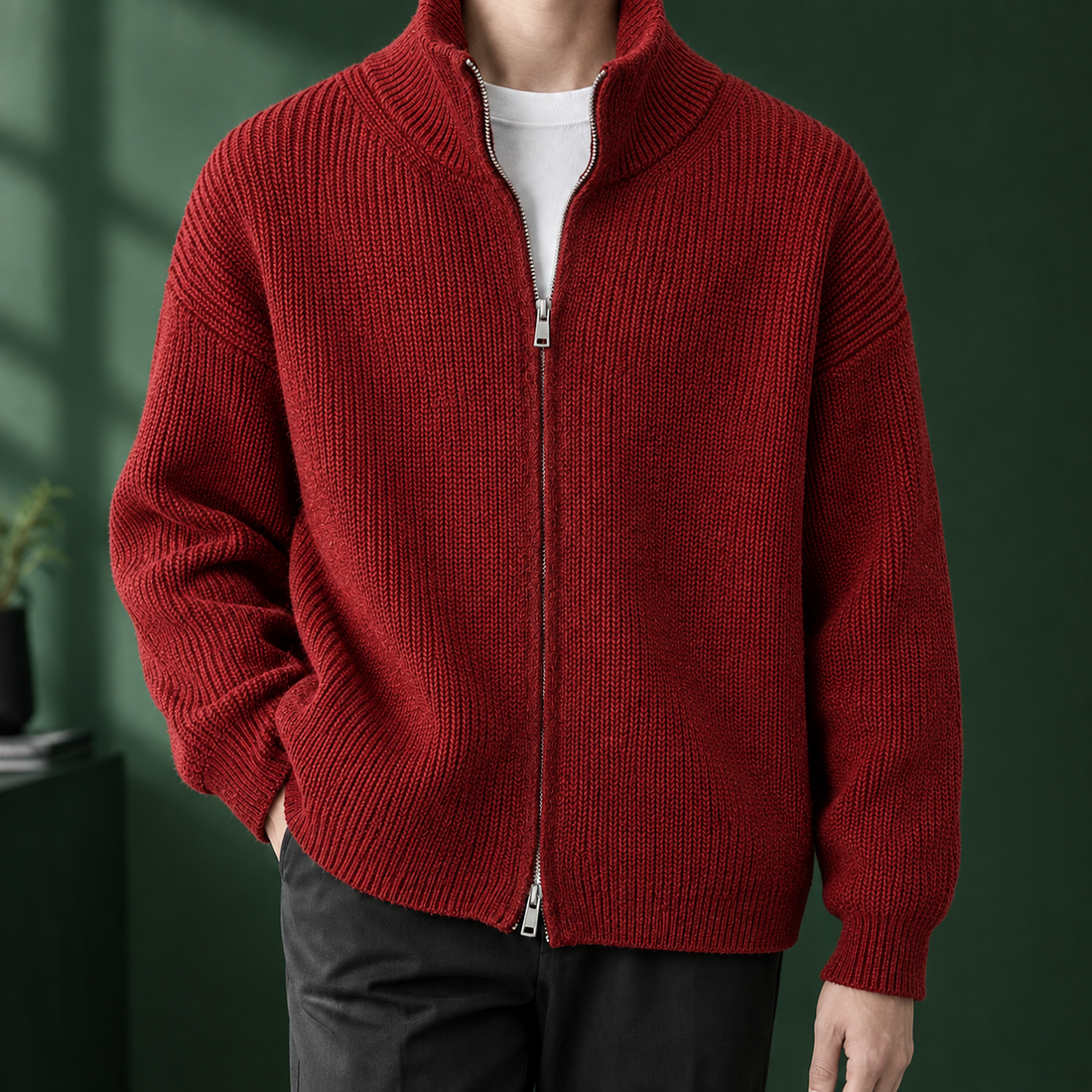 Emeric Ribbed Jacket - Red