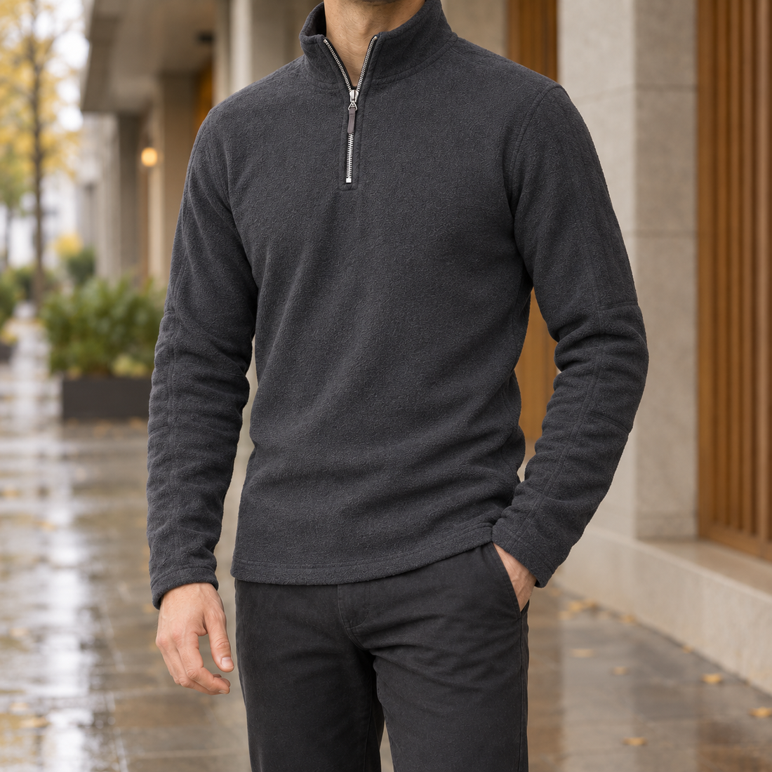 Douglas Quarter Zip Top - Gray