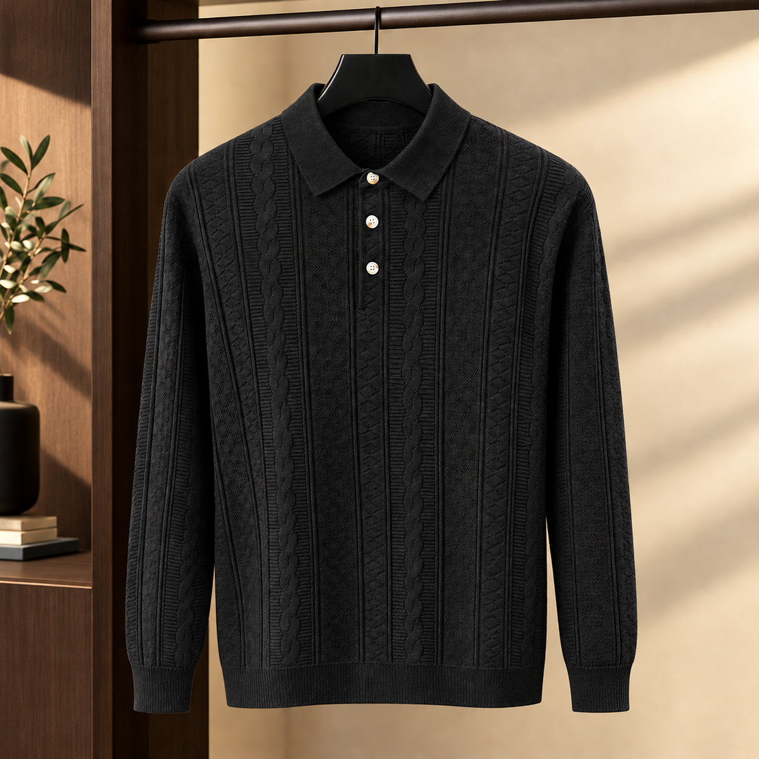 Gilles-Wade Textured Polo - Black