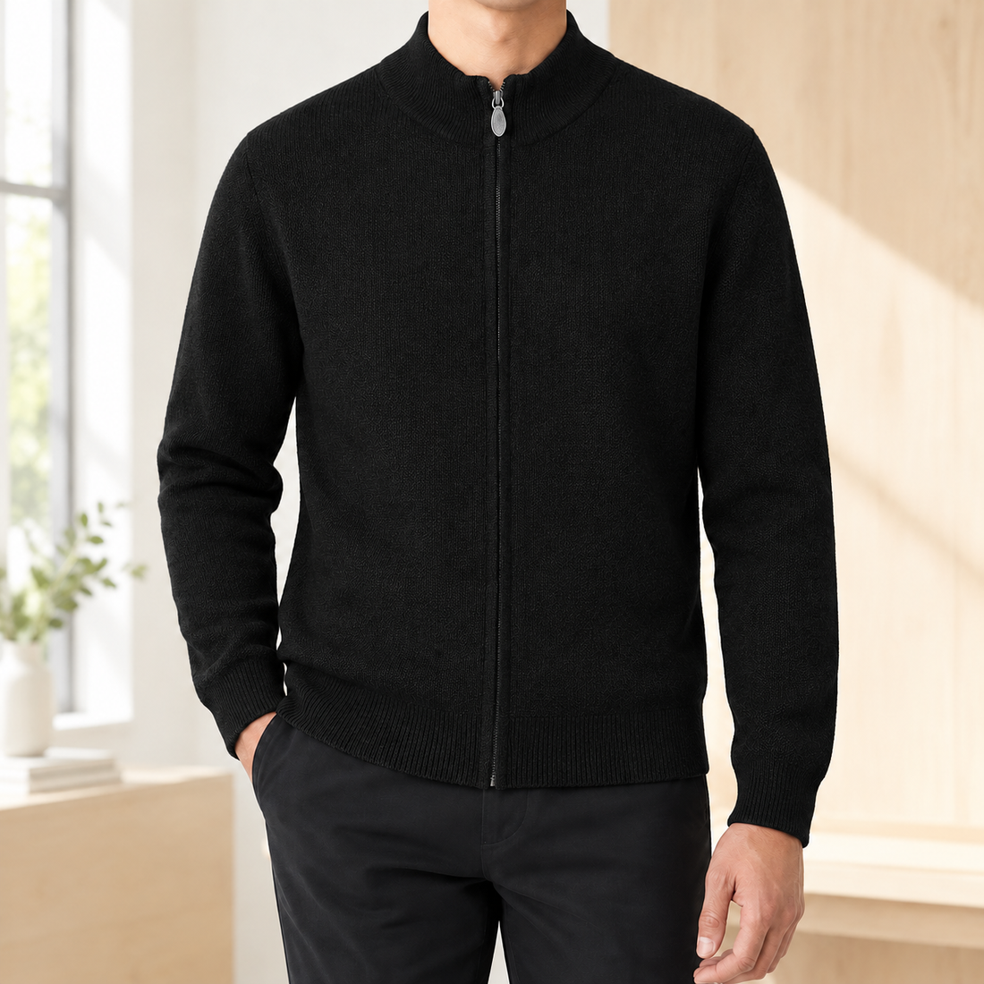Finnian Full-Zip Cardigan - Black
