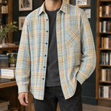 Nathan-Dean Plaid Overshirt - Light Blue