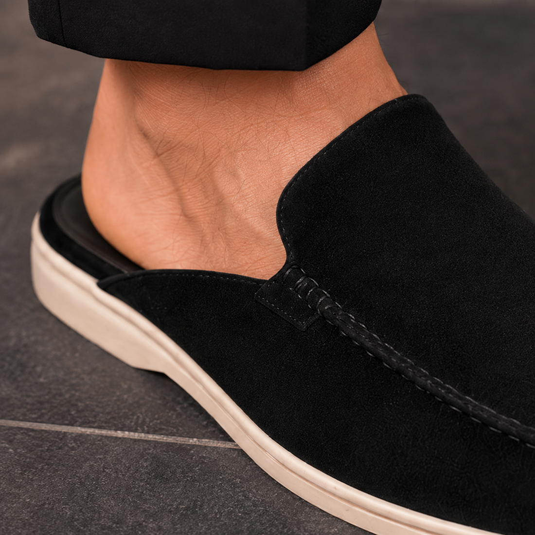 Ruggeri Suede Mule Loafers - Lead Product Detail