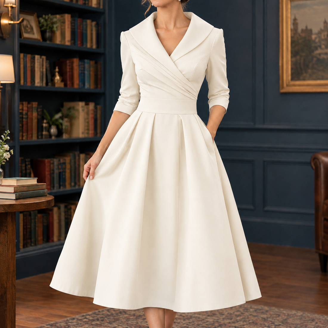Mercedes-Eve Wrap Midi Dress - White