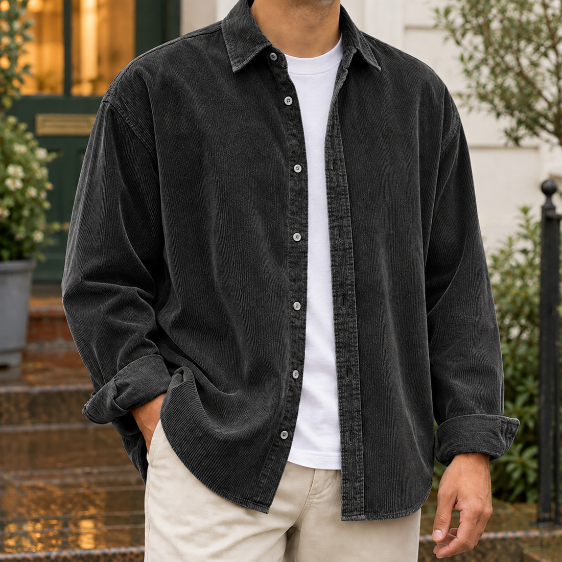 Aubin-Reid Corduroy Overshirt - Black
