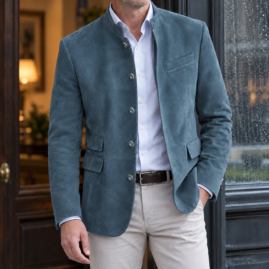 Colm Suede Blazer - Sea ​​blue