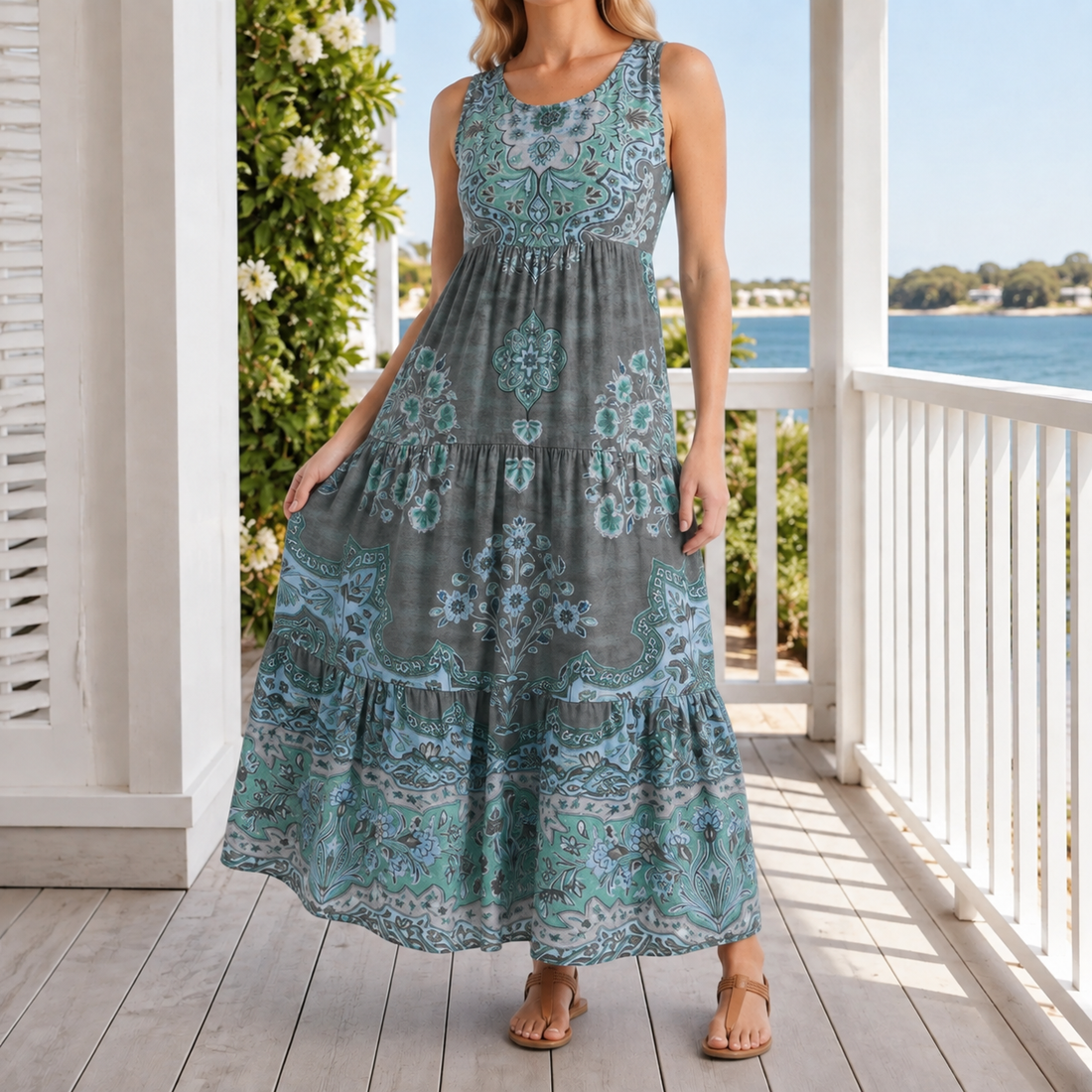 Paloma-Mae Tiered Dress - Light Blue