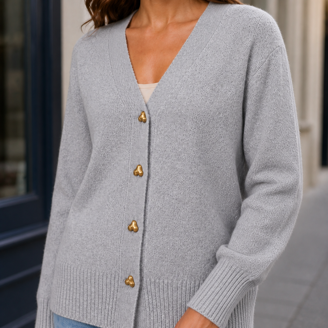 Laurel V-Neck Sweater - Lead Product Detail