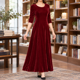 Leah Velvet Dress - Wine Red