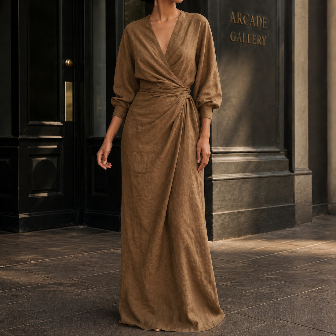 Valentina-Louise Wrap Maxi Dress - Brown