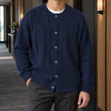 Bertram Cable Knit Cardigan - Navy