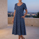 Celeste Gathered Sundress - Navy Blue