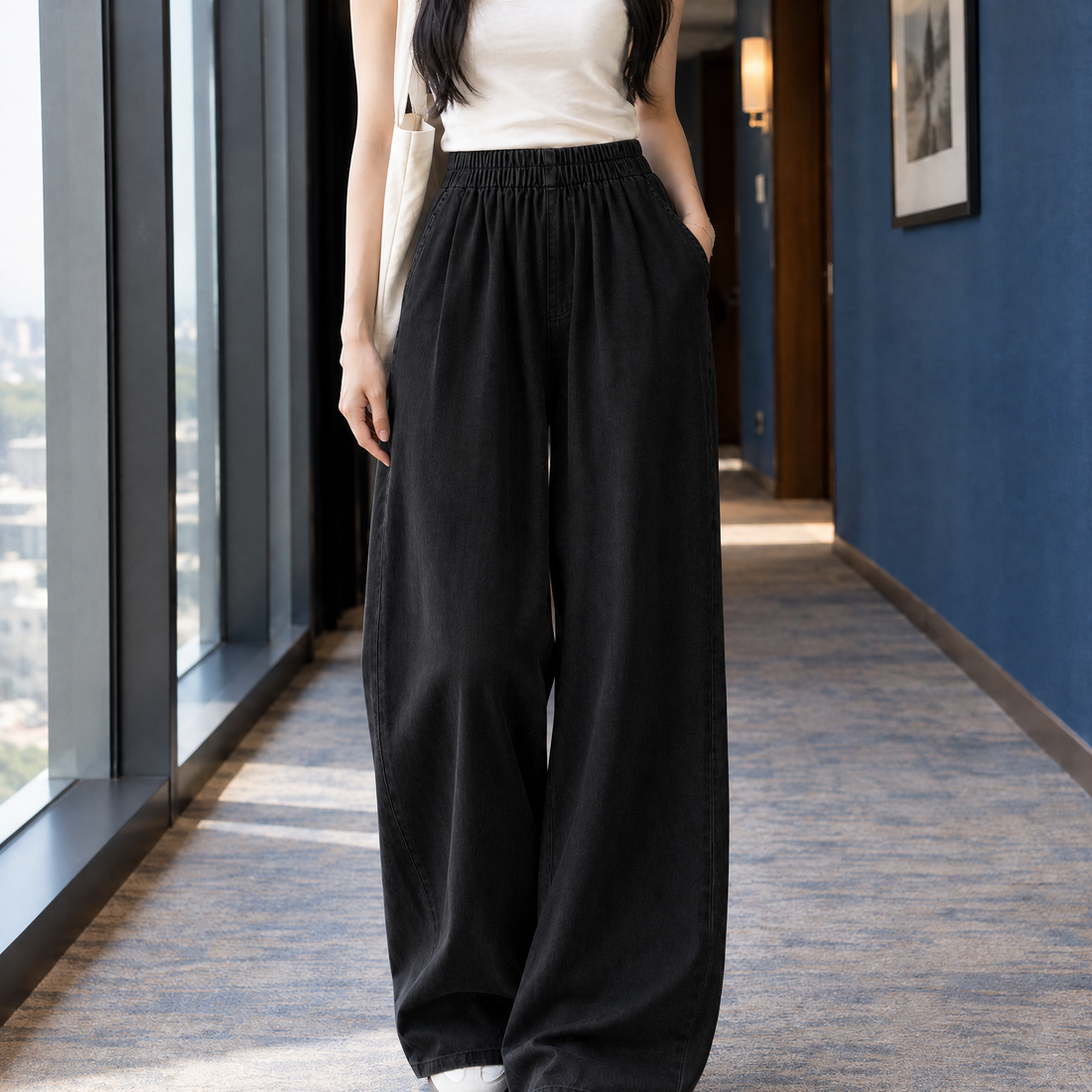 Florence-Sage Wide Leg Jeans - Black