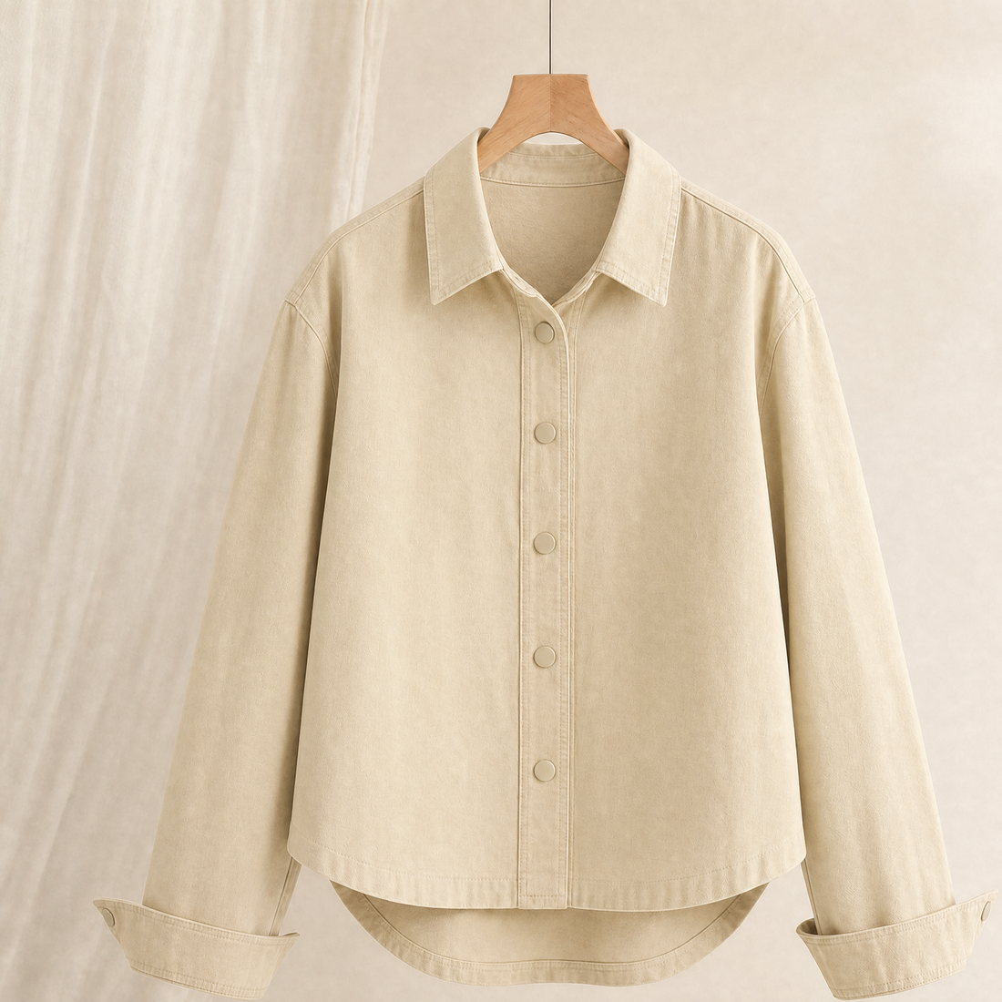 Evangeline-Hope Relaxed Overshirt - Cream