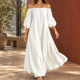 Beatrix-Rose Off-Shoulder Maxi Dress - White