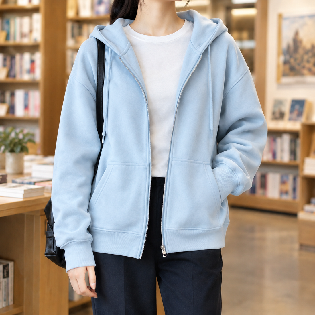 Bettina Relaxed Zip Hoodie - Blue