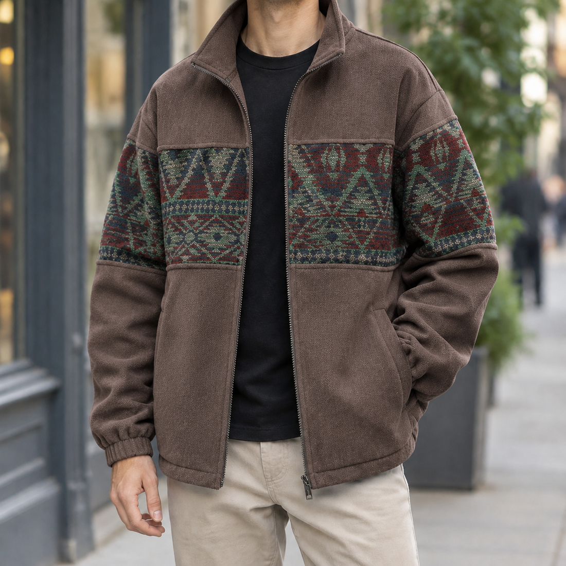 Cornelius Patterned Jacket - Brown