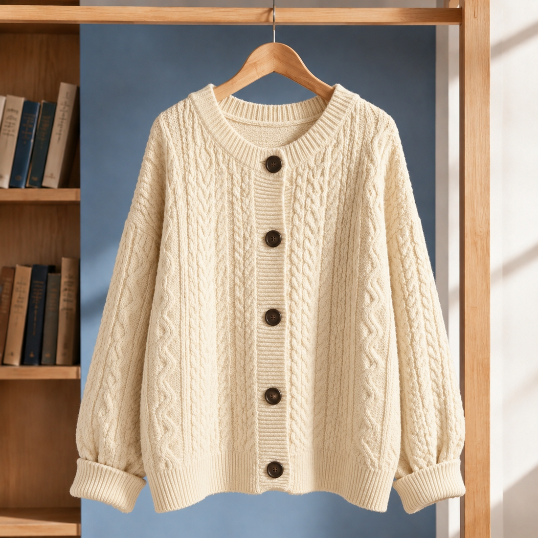 Marcel Cable Knit Cardigan - Beige