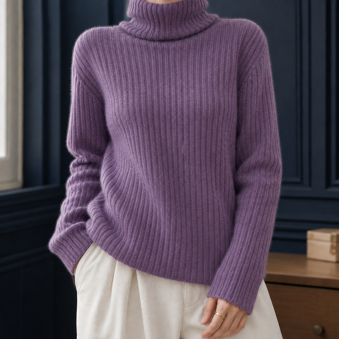 Annabel-Claire Turtleneck Sweater - Purple