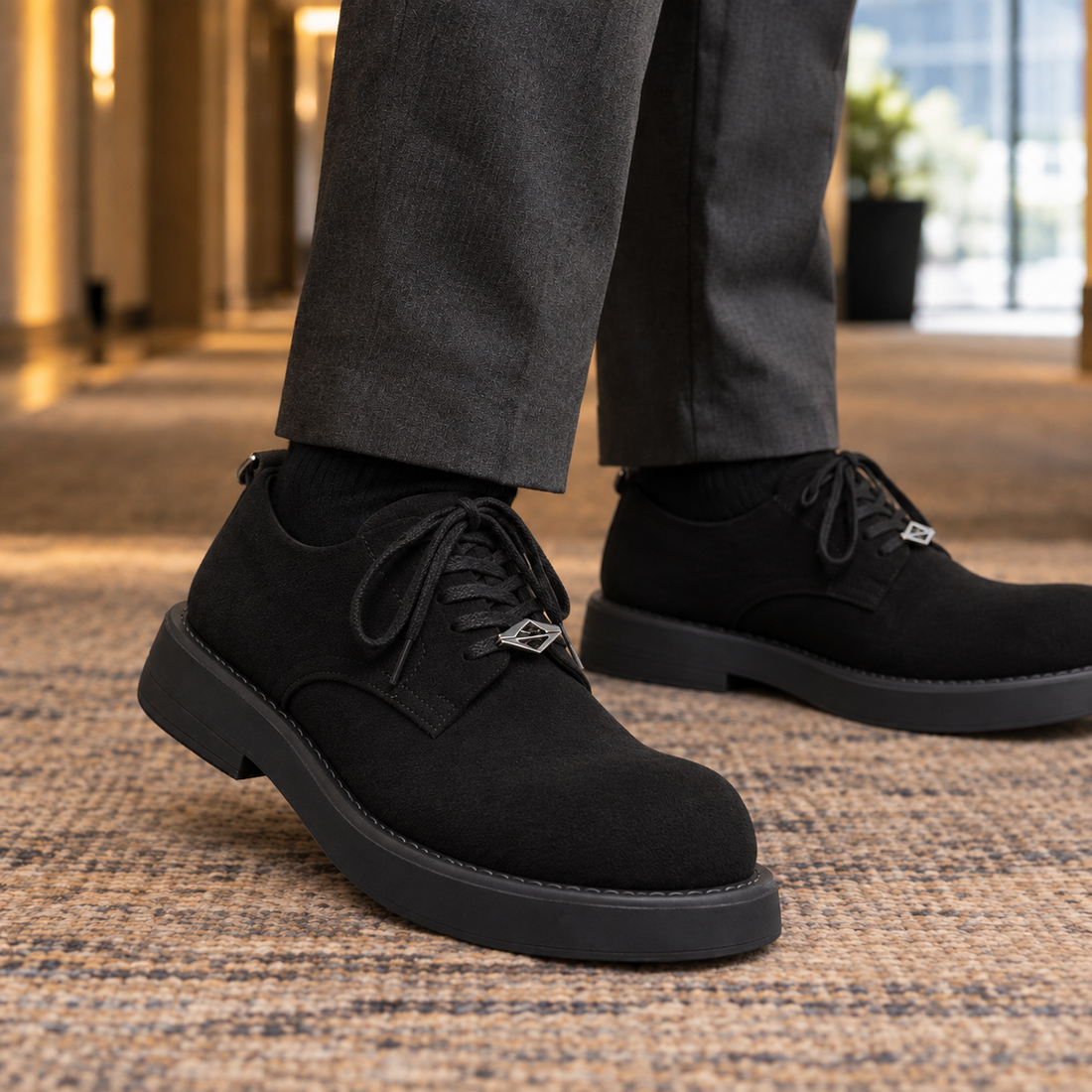 Corvino Chunky Derby Shoes - Black