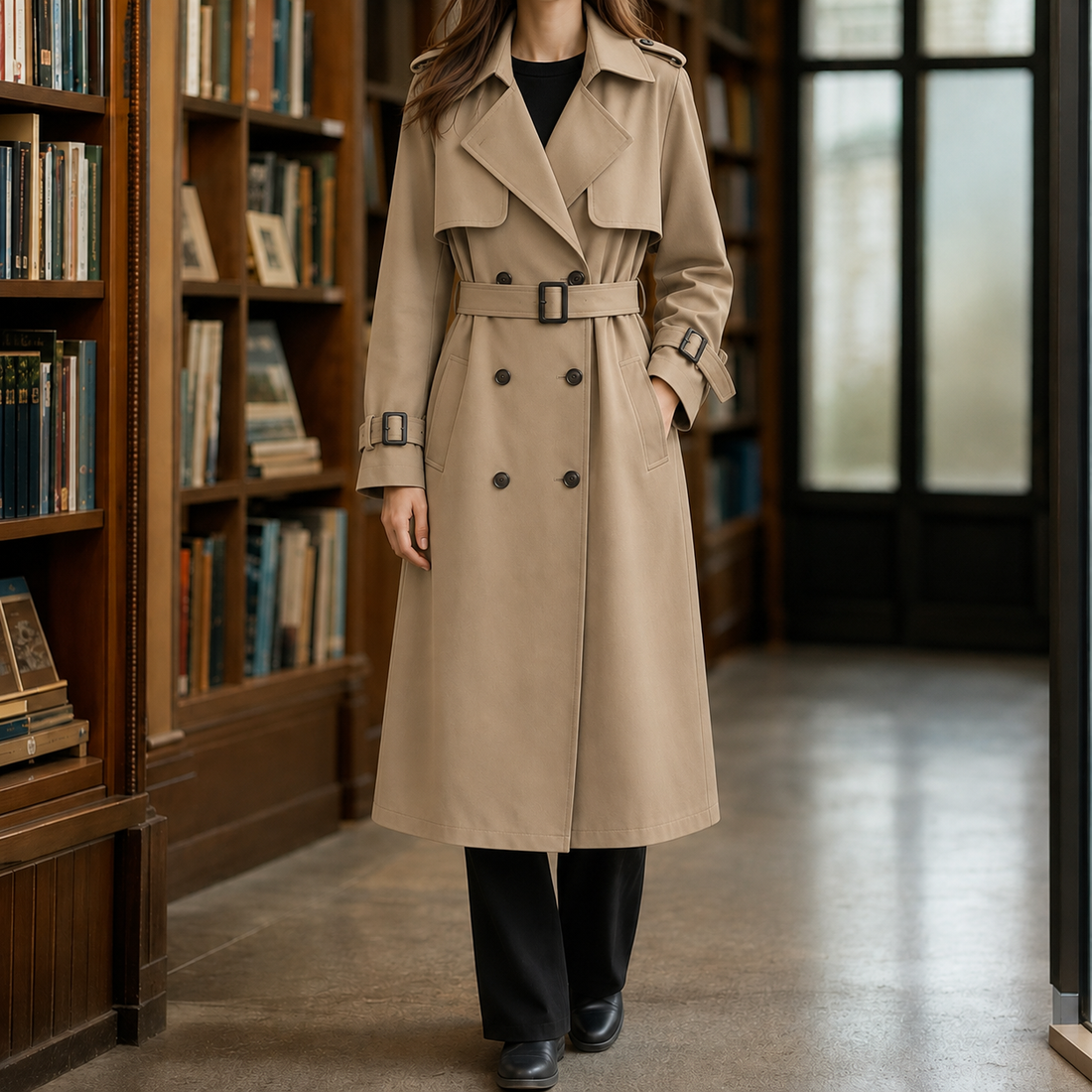 Flavia-Kate Belted Overcoat - Khaki