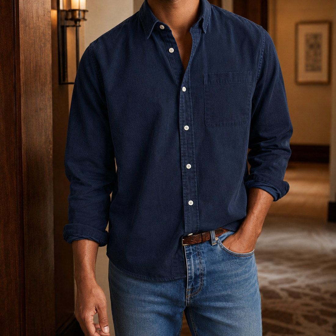 Victor Relaxed Shirt - Dark Blue