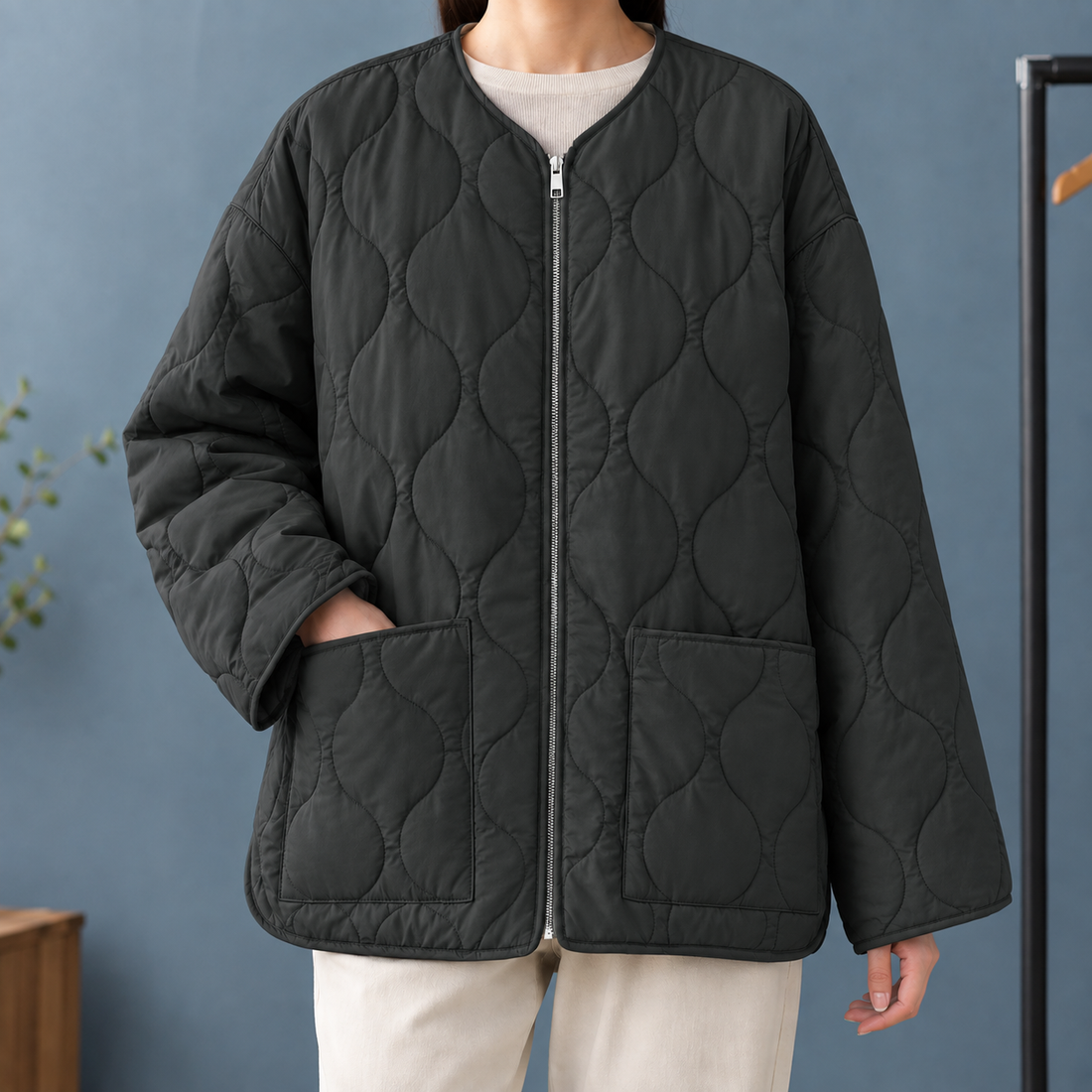 Abigail Quilted Jacket - Square Pocket Black