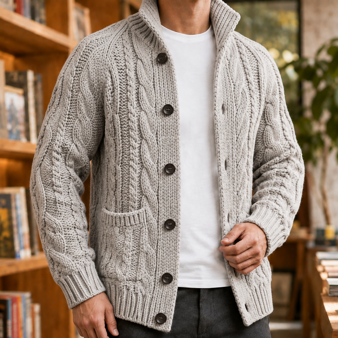 Maxim Cable Knit Sweater - Gray