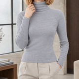 Liliane-Kate Ribbed Turtleneck Sweater - Light Gray