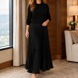 Alvina Pleated Maxi Dress - Black